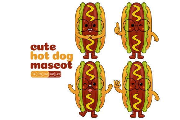 Cute Hot Dog Mascot Vector Pack 02
