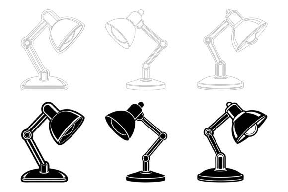 Desk Lamp Icon Set: Comparing AI EPS Vector Collections for Versatile Design Use