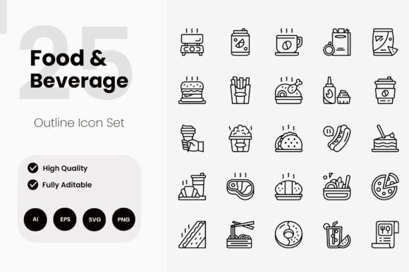How Food and Beverage Outline Icons Elevate Modern Design Projects