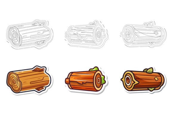 Wooden Slice Illustrations for Design Projects